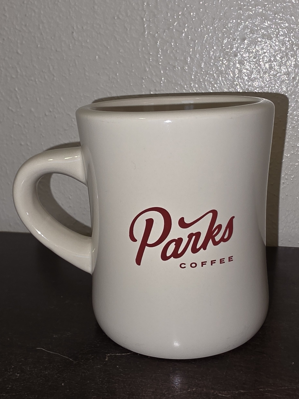 Parks Coffee Ceramic Diner Cream Mug with Red Logo, Paco Style